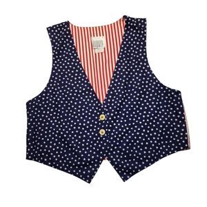 Barbar Gerwit Vintage Patriotic American Flag Vest Red White Blue Waistcoat